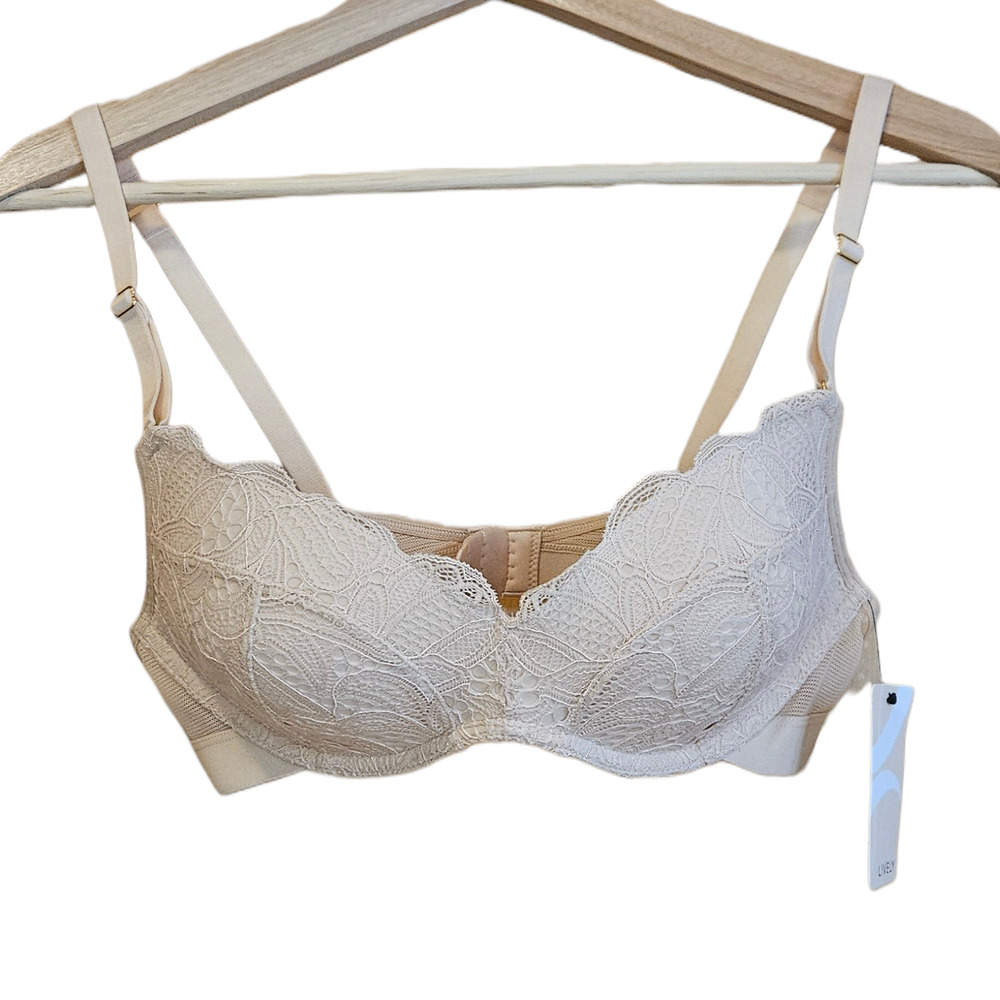 NEW! Lively Women’s Lace No-Wire Push-Up Bra Wireless Toasted Almond 36B NWT
